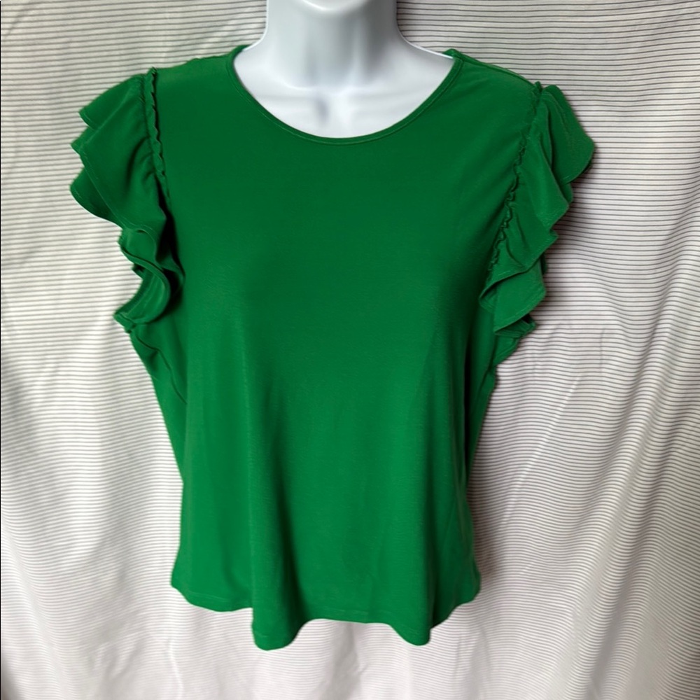CeCe Green Ruffled Blouse